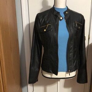 Women's Black Faux Leather Jacket-New Look